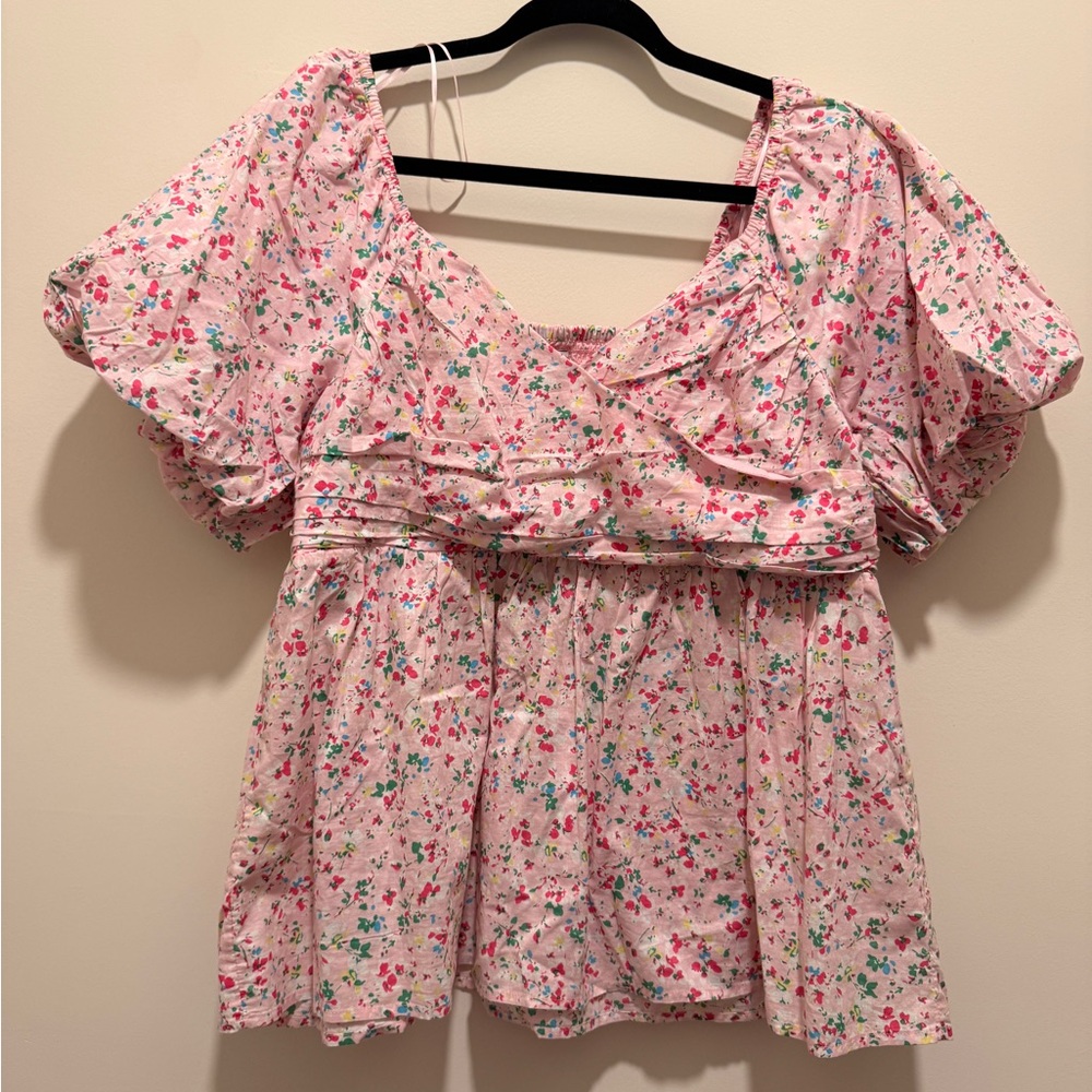 Crown & Ivy Pink Floral Blouse
